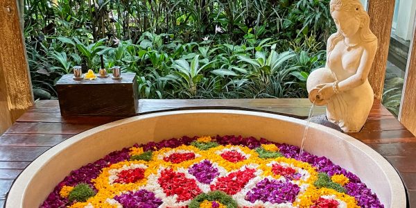 A Balinese flower bath