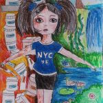 A drawing of a young girl