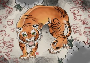 A drawing of a tiger