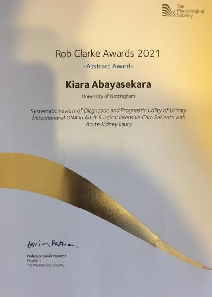 Rob Clarke Awards 2021 Abstract Award Kiara Abayasekara
