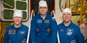 Major Tim Peake and his fellow astronauts on the mission to ISS. Image courtesy of NASA.