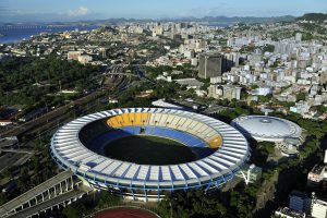 Rio de Janeiro, Brazil - April 13, 2010: Maraca Stadium, world famous soccer stadium, originally built in 1950 to host FIFA World Cup. It will host opening & closing ceremony of 2016 Rio Olympic, Rio de Janeiro, Brazil