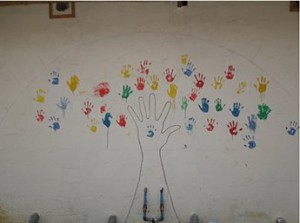 Survivors wall - leaving handprints