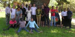 A group of colleagues from the Vet Africa 4.0 project gathered under a tree