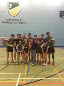 Teams UK and China post Badminton match photo!