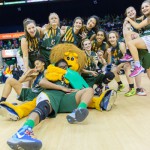 Emily after the Women's Basketball win at the 2016 Varsity