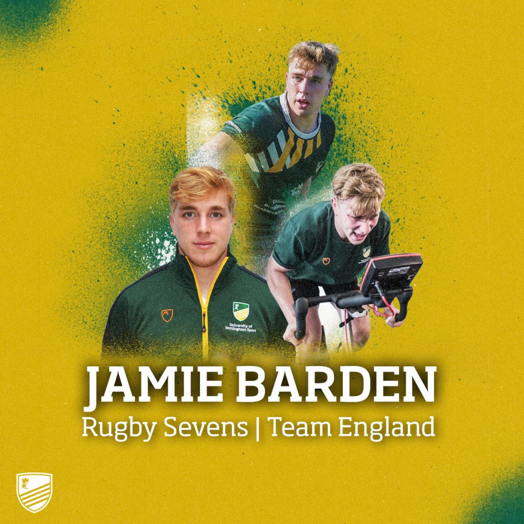 A graphic with imaged of Jamie Barden in UoN Sport kit