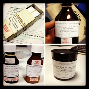 Some of the medicines I have made during lab sessions!