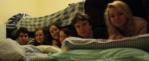 with my housemates in second year in a blanket fort!