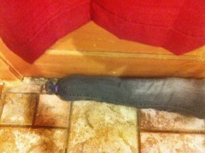 Using skinny jeans as a draught stopper takes creativity to a whole new level