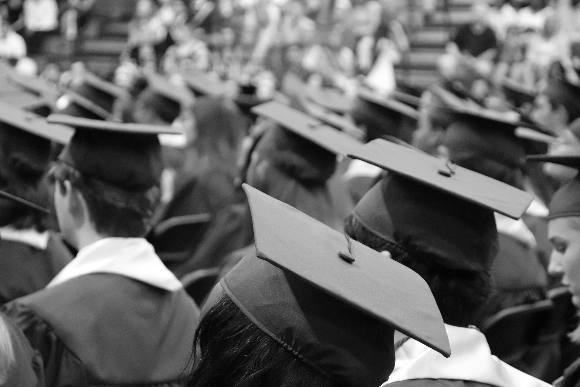 Employable graduates with graduation caps