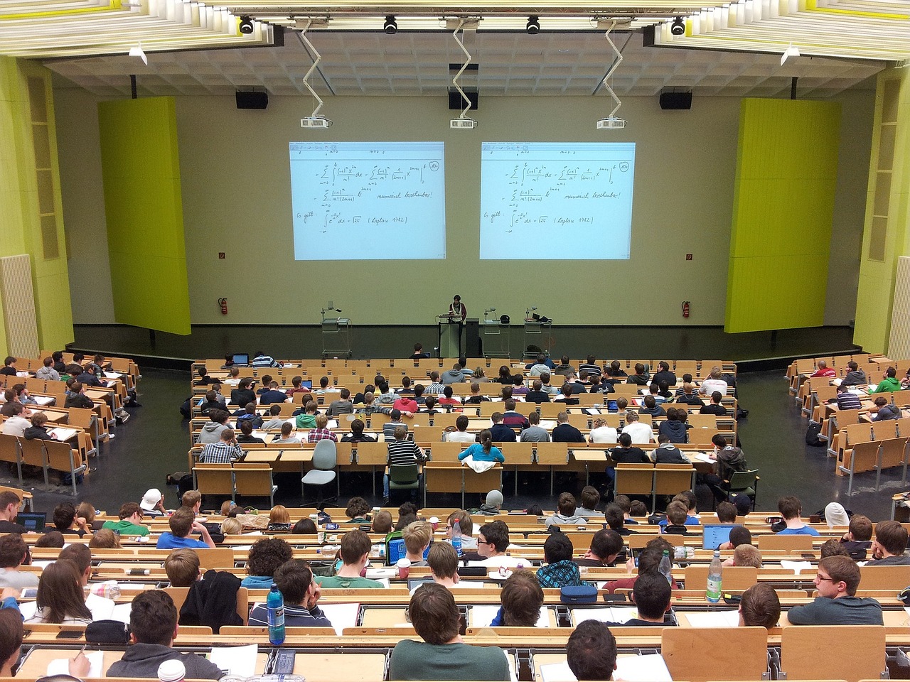 A lecture theatre filled with students.