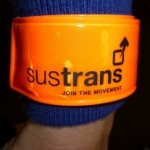 Hi-vis slap band, with Sustrans logo