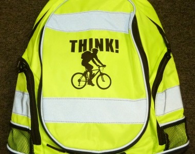 Hi-vis rucsac, with THINK! Cyclist logo