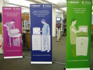 Pop-up banners on display in Hallward Library