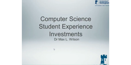 Student experience investments in the School of Computer Science