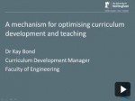 A mechanism for optimising curriculum development and teaching