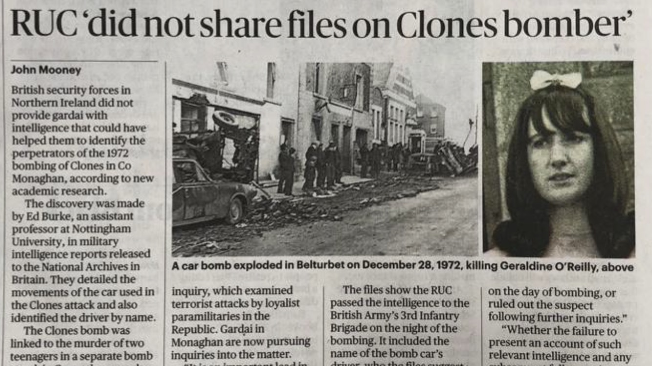 Who Bombed Clones? - Political Violence in Ulster
