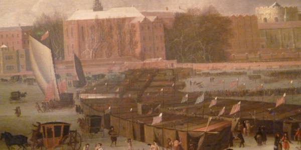 Detail - A Frost Fair on the Thames at Temple Stairs, 1684 by Abraham Hondius