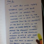 Day 6 diary