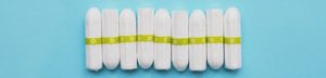 Tampons lined up in a row
