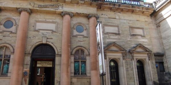 Wide shot of the front entrance of the Galleries of Justice, now named the National Justice Museum