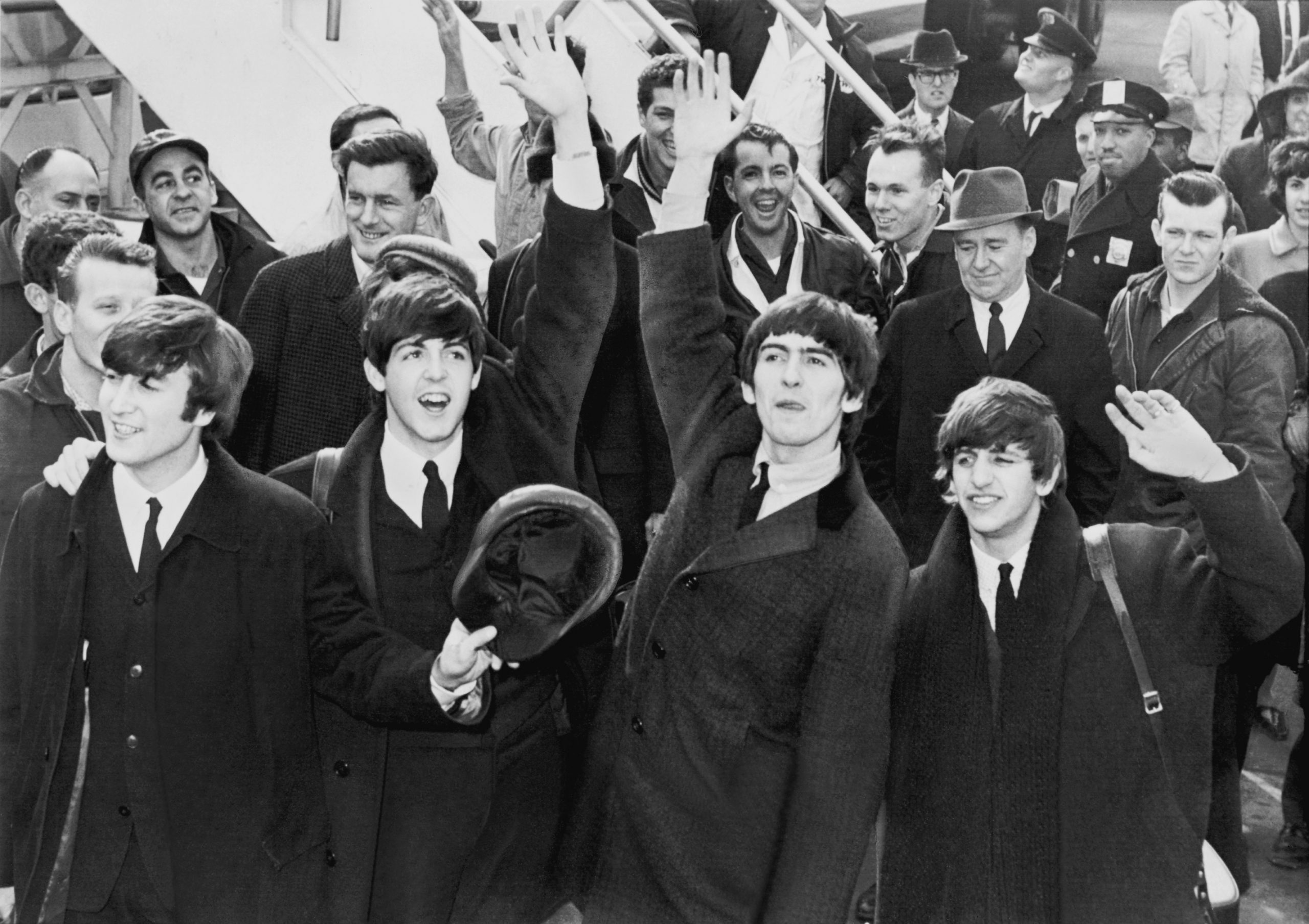 The Beatles arriving at John F. Kennedy International Airport in 1964
