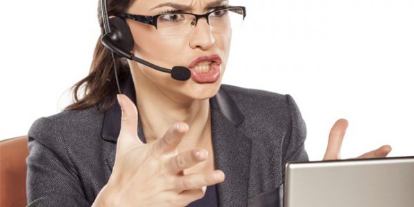 Angry call centre worker